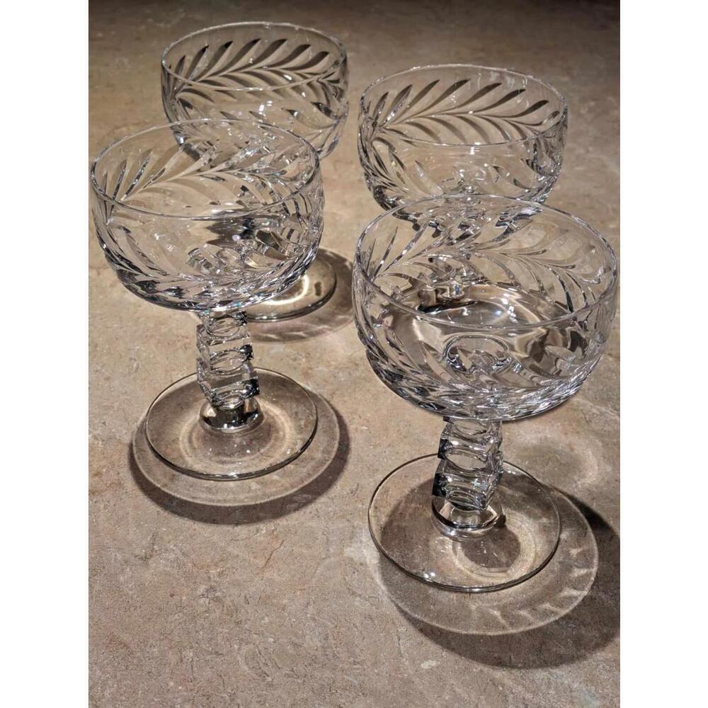 Wreath By Rock Sharp Crystal Coupe Cocktail Glasses 4 1/2” Set Of 4
